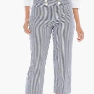 Chicos navy stripe straight leg crop pants size 2 nwots